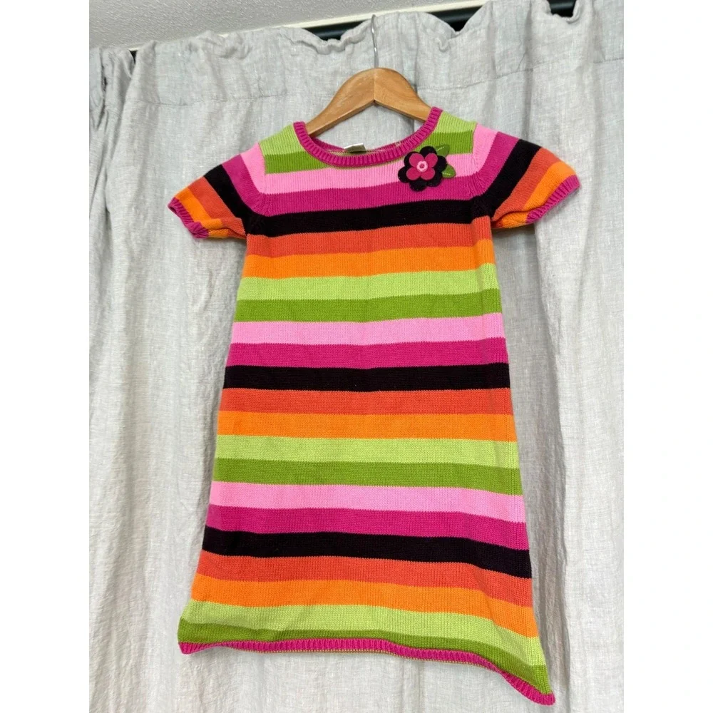 Gymboree Girls Stripe Knit Bundle‎ Cardigan and 2 Sweater Dresses Size 6-7 3pc
